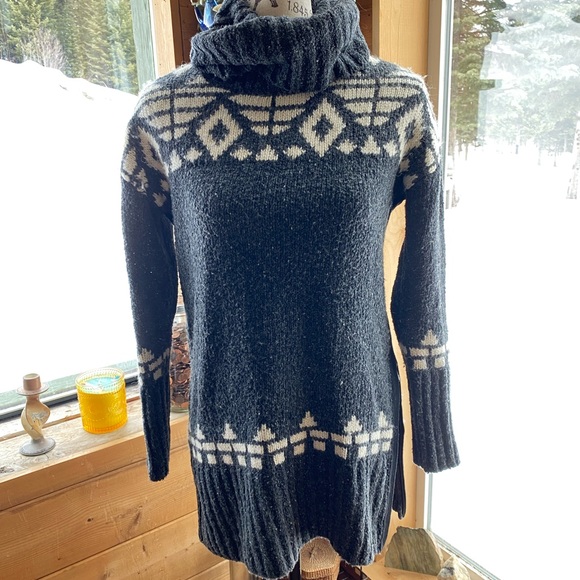 BANANA REPUBLIC Fair Isle WOOL/ALPACA COWL NECK SWEATER - Picture 2 of 7
